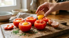 Ich backe Eier direkt in Tomaten: Eine preiswerte Vorspeise, die Gäste begeistert